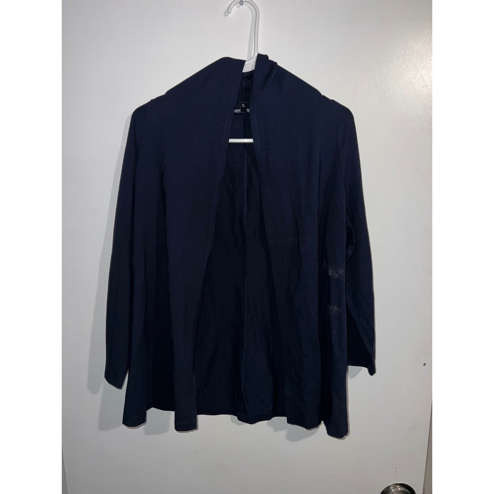 Eileen Fisher Navy Blue Viscose Spandex Open Front Cardigan Size Medium